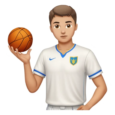 Ukrainian young man in a white embroidered shirt playing sports sticker