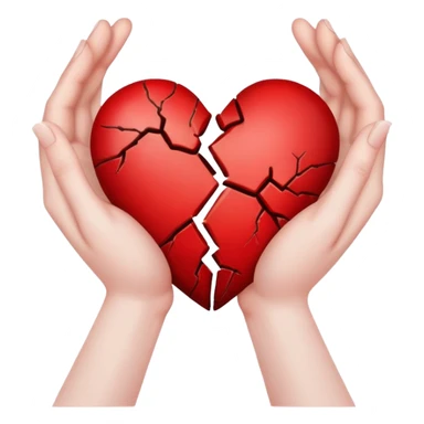 two hands holding broken heart  sticker