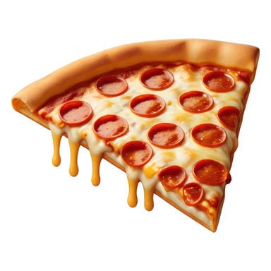 Cinematic cheesy pizza slice, gooey melted cheese stretching as a bite is taken, crispy golden crust, rich tomato sauce, vibrant toppings, warm glowing background, inviting and delicious. sticker