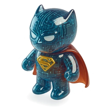 A superhero in the style of a glossy circuit sticker