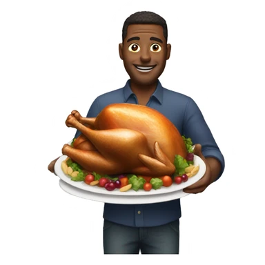 Man stuffing a turkey sticker