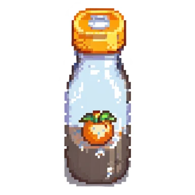 pixel art baby bottle containing milk with orange lid sticker
