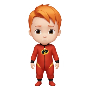 baby Jack Jack from The Incredibles with orange hair in red onesie sticker