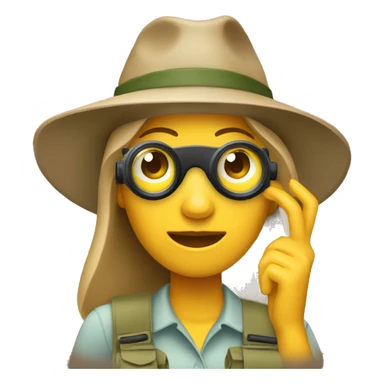 Woman using binocular safari hat sticker