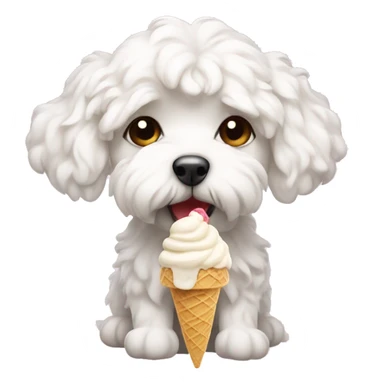 White maltipooeating ice cream cute  sticker