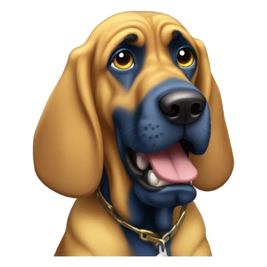 A blue and yellow bloodhound in shock!” sticker