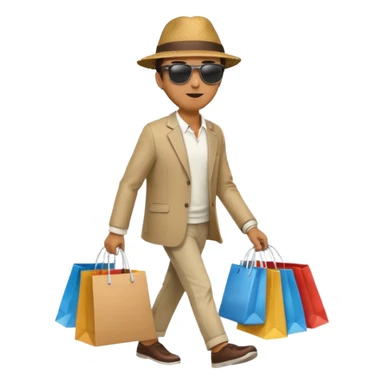man walking with shopping bags sticker
