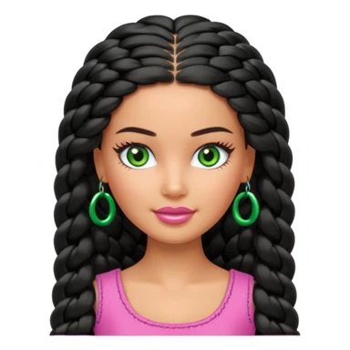 Barbie with olive skin, long black braided hair and green eyes sticker