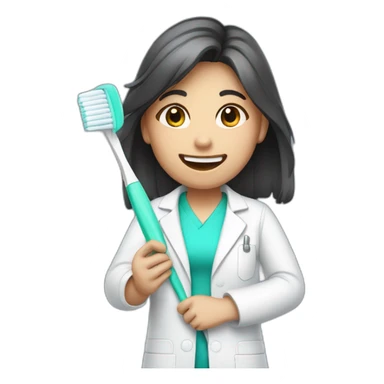 dentist girl with a toothbrush in his hand sticker
