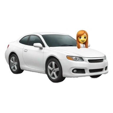 A white car with a ginger girl next to it  sticker