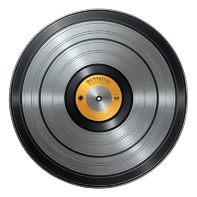 A dark metal platinum music award plaque The center features a relief of a or stylized vinyl record in a slightly darker metallic tone sticker