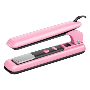 A baby pink  Hair straightener in iOS emoji style, 3D icon, plastic texture, soft reflection, minimalist design. sticker