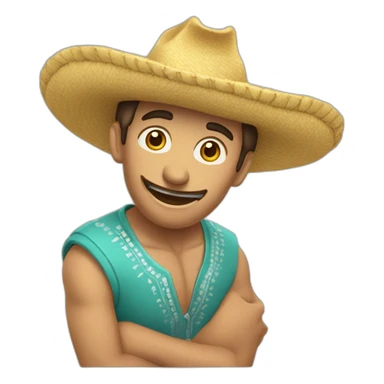 chico sin sombrero festejando estirando los brazos hacia arriba feliz sticker