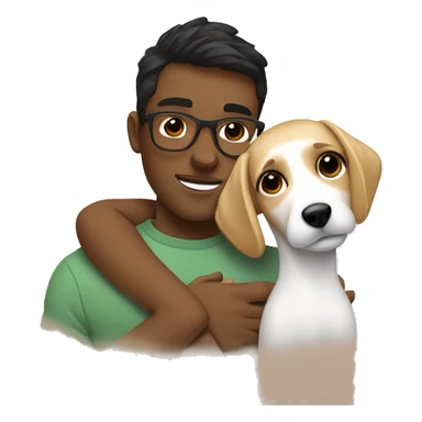 Blonde girl and her white boyfriend with brown hair and glasses cuddling a jack Russell  sticker