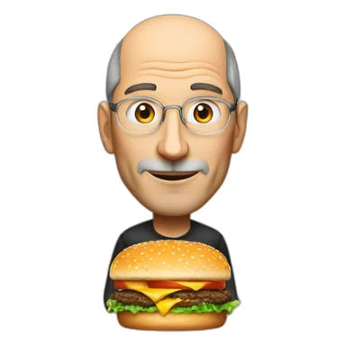 Steve jobs with a burger sticker