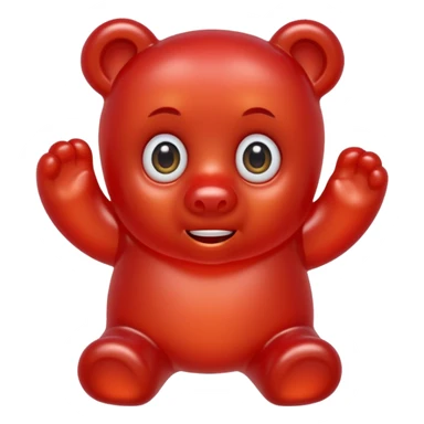 red gummy bear with eyes and long hair only head sticker