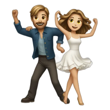White couple brown hair dancing boogie sticker