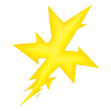 3D render of Lightning Bolt, miniature weather phenomenon, volumetric particle effects, jagged glowing bright yellow plasma strike, elemental energy, emoji style, isolated on white background --v 6.0. sticker