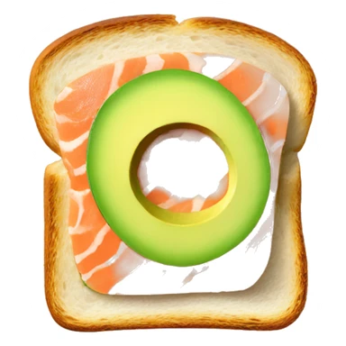 Toast with salmon and avocado slices on top  sticker