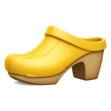 Yellow Wooden clog with closed heel sticker