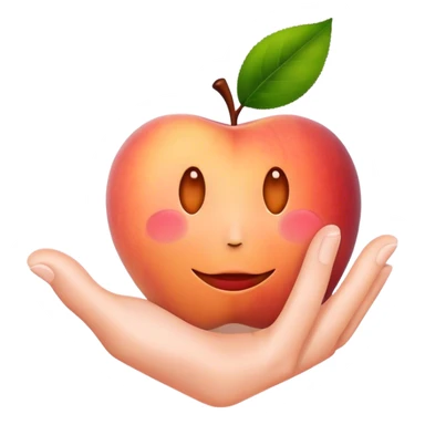 The Apple peach emoji with handprint sticker