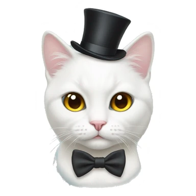 White cat with bowtie on the head sticker