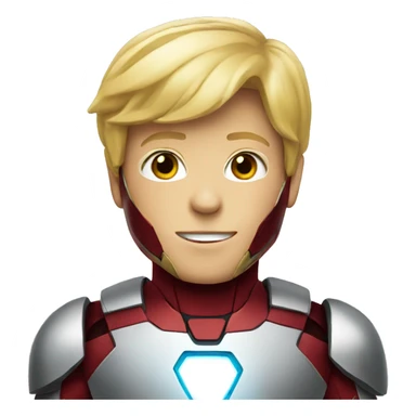 blonde boy in an IronMan suit sticker