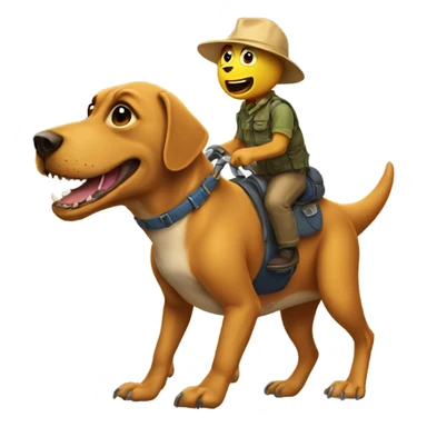 A dog riding a trex  sticker