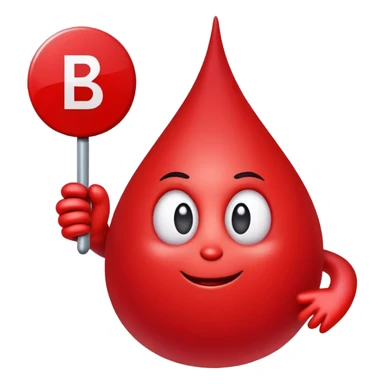 blood drop character holding a B.R.B. sign sticker