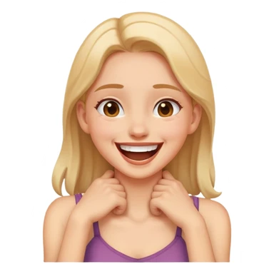 girl holding her neck laughing  sticker