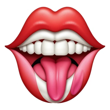 a mouth with its tongue sticking out, referencing the Rolling Stones album sticker