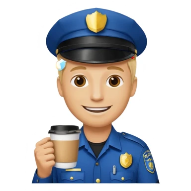 police blonde man holding coffe sticker