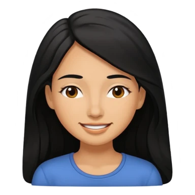 a happy woman smile, sleepy eyes with long black hair sticker