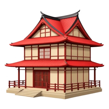 japan style wood house red beige sticker
