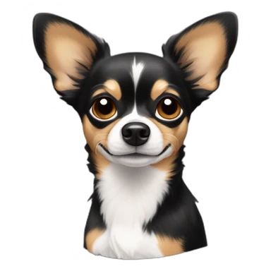 Black tan papillon Chihuahua dog with some white markings on snout and chest sticker