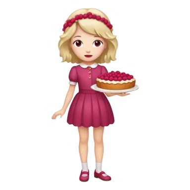 Raspberry torte human girl full body and legs with a raspberry barrette on her hair sticker