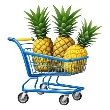 pineapples in a blue Shopping cart  sticker