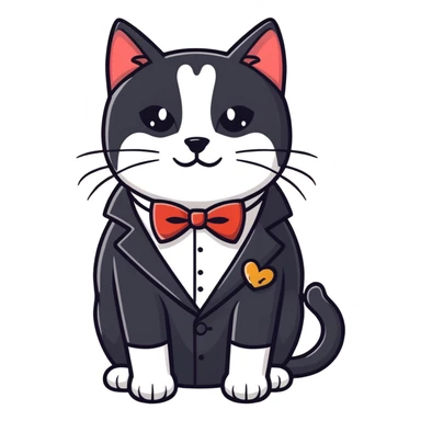 Black tuxedo cat head on Underdog’s body sticker