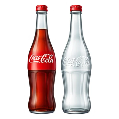 classic curved Coca-Cola style glass bottle with red liquid inside sticker