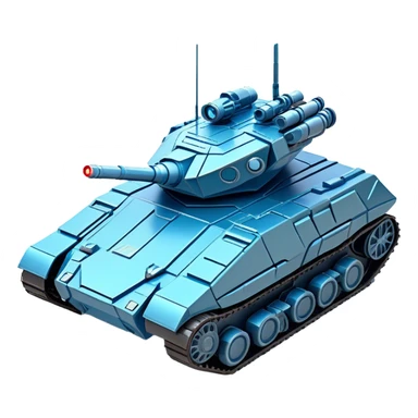 Clash of Clans aesthetic: Cinematic Playful Space Tank Emoji, rendered in a 3D vector-style similar to standard emojis with minimal shading and bold, simplified shapes. A robust, isometric armored vehicle with sleek futuristic plating and energy cannons, softly glowing with a high-tech cosmic combat charm. Simplified yet unmistakably iconic, highly detailed and consistent, glowing with a soft radiant shine and high gloss. Stylized with a touch of intergalactic warfare and a soft glowing outline, capturing the essence of a futuristic battle machine with a friendly, playful spirit! sticker
