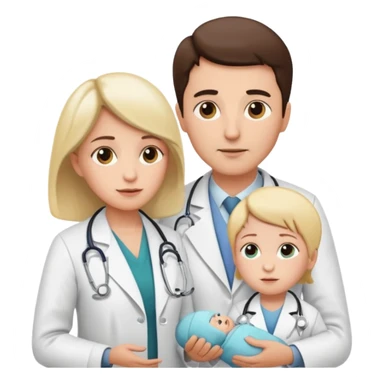American doctor explaining to mother with sick child. for Family Medicine emoji with for family  sticker