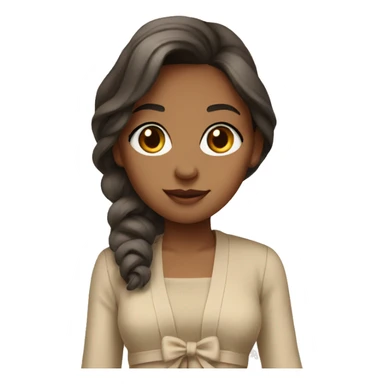 beige bow dress with beige cardigan sticker