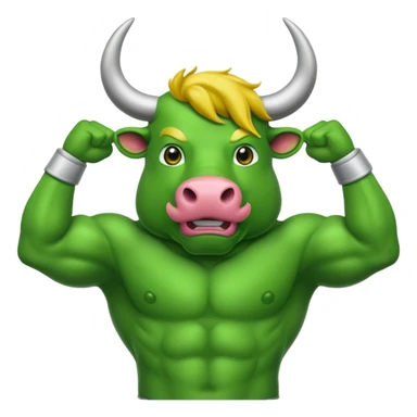 Green bull saluting  sticker