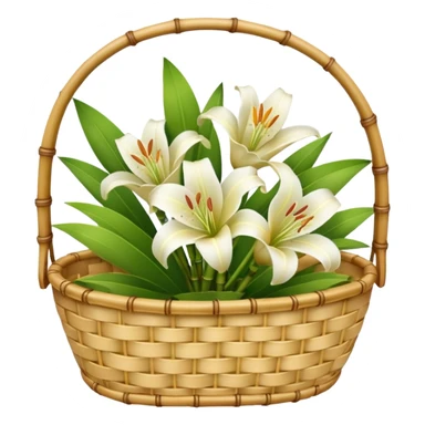 bamboo basket, lily, leony flowers sticker