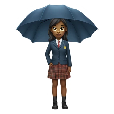 A girl school uniform hold umbrella  sticker