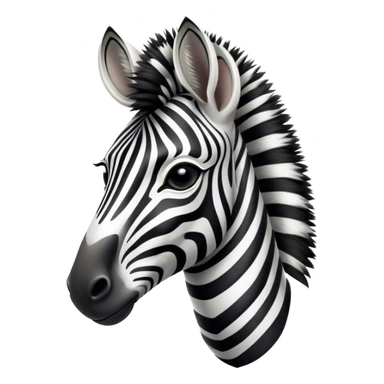 Cinematic Noble Zebra Portrait Emoji, Poised and regal, with a lean, elegant build and a striking Fur of bold black and white stripes, deep-set soulful piercing eyes, Simplified yet sharp and sophisticated features, highly detailed, glowing with a soft, dignified glow, high shine, intelligent and graceful, stylized with an air of savannah chic, focused and attentive, soft glowing outline, capturing the essence of a watchful and confident equine, so majestic it feels as though it could gallop out of the screen with effortless authority! sticker