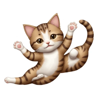 dark brown tabby and white kitten with his eyes closed whilst in funny positions stretched out and  upside down sticker