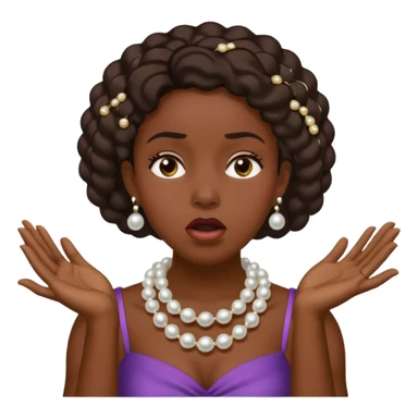 Black woman clutching pearls on neck with hands and looking shocked  sticker