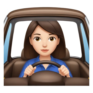 Brunette woman driving car like crazy. NewHappy face confidence  sticker