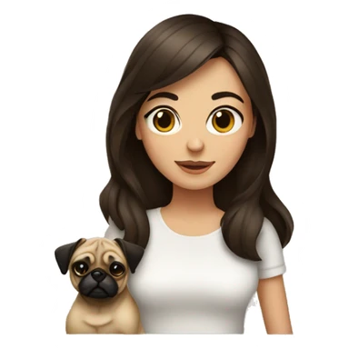 Brunette girl with a Pug  sticker